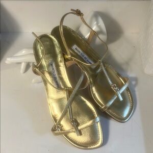 Manolo Blahnik Metallic Gold Sandals